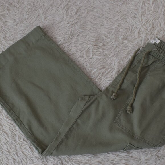 Womens Roxy Cotton Green‎ Pants Drawstring Waist Size S - Picture 9 of 10